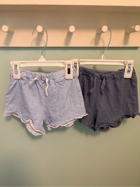 H&M Light Blue & White Striped Ruffle Hem Girls' Shorts